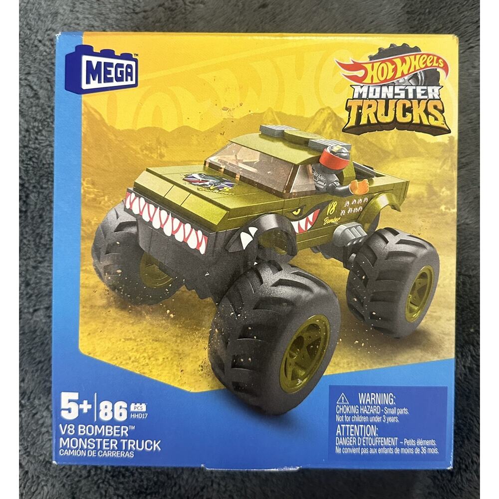 MEGA Hot Wheels Monster Trucks V8 Bomber 86-Pc Buildable Truck Set NEW